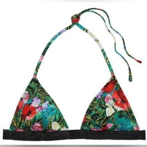 M XL VS Swim Shine Strap Triangle Bikini Top Tropical